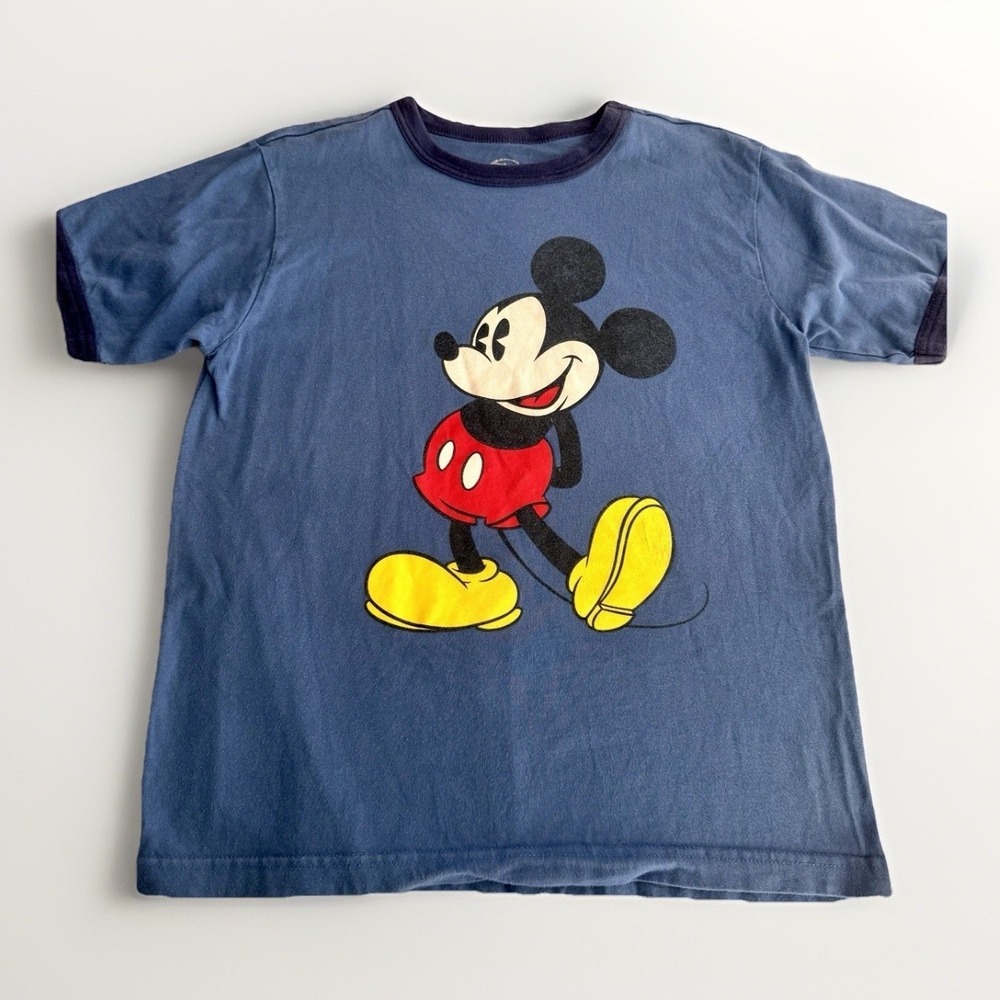 Disney Store Mickey‎ Mouse Ringer Tee Kids L 10/12 Blue Classic Graphic Shirt